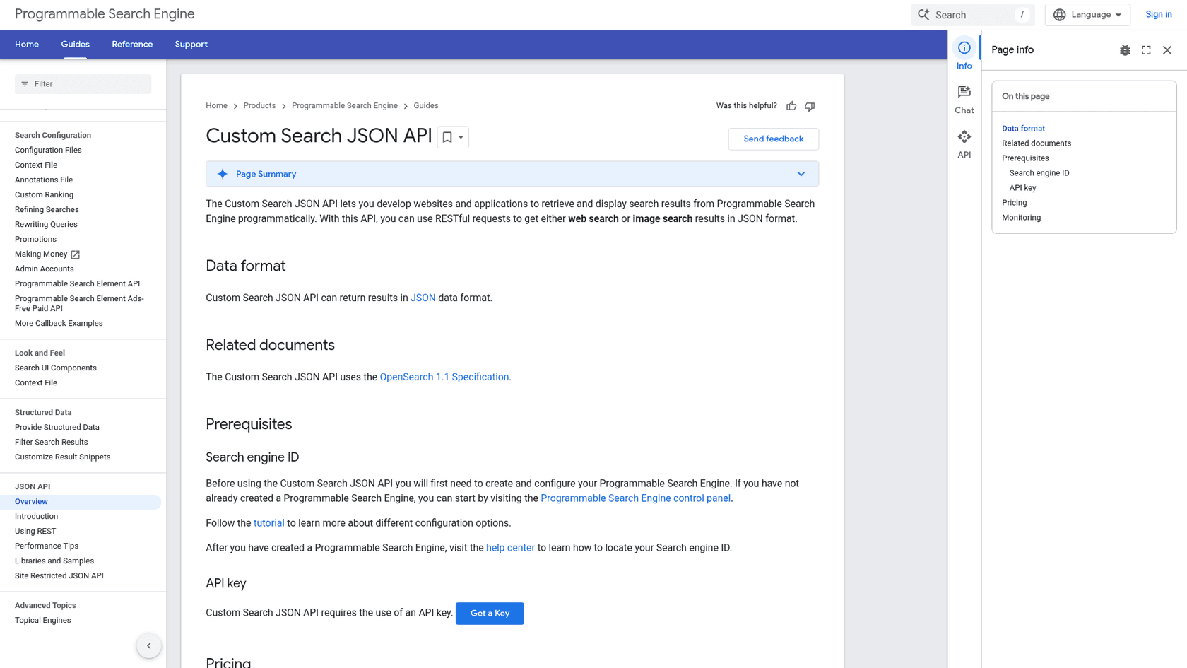 A screenshot of the Google Programmable Search Engine landing page, a tool for curated content sourcing in roundup blog writing.