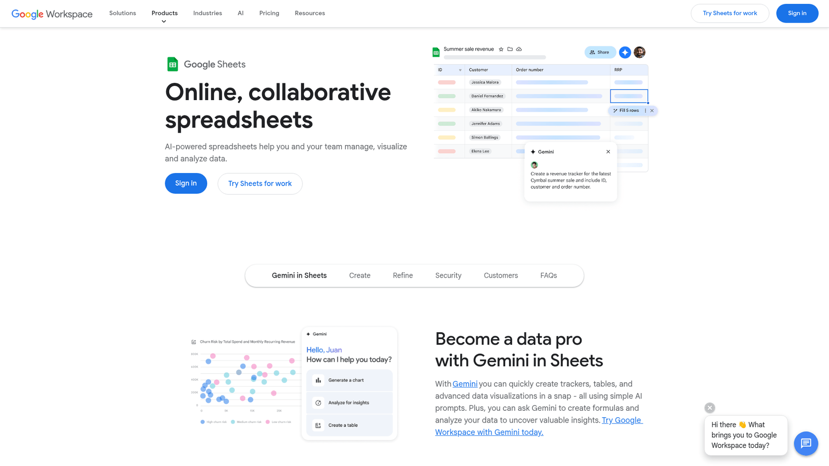 A screenshot of the Google Sheets homepage, a free tool for organizing outreach during roundup blog writing.
