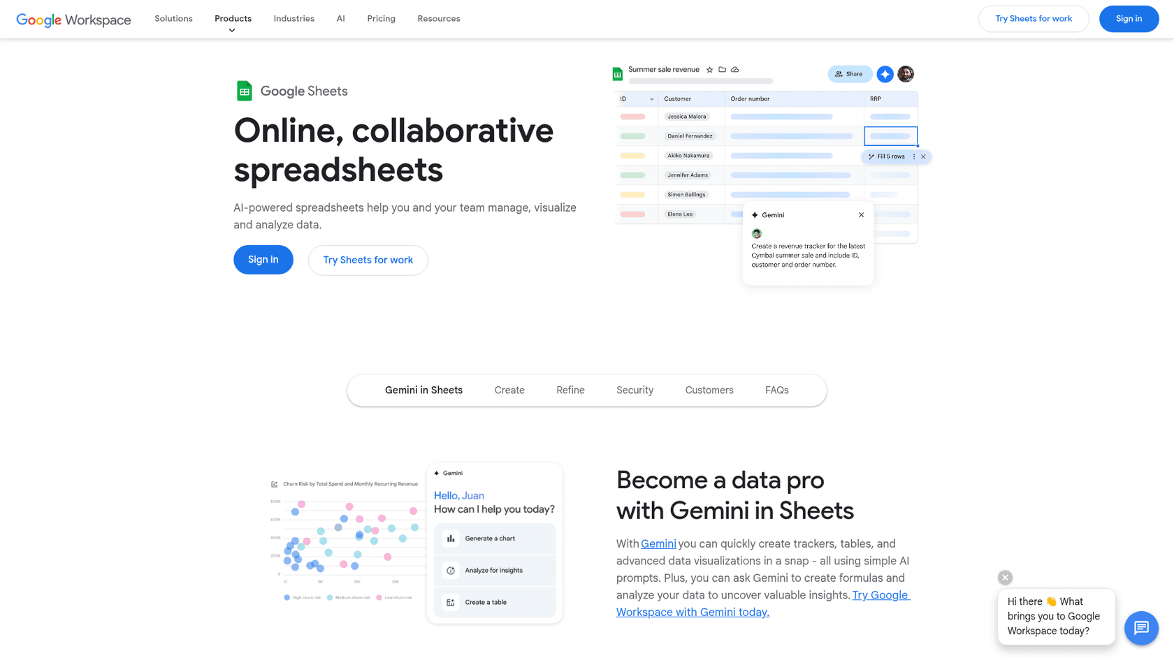 A screenshot of the Google Sheets homepage, a free tool for organizing outreach during roundup blog writing.