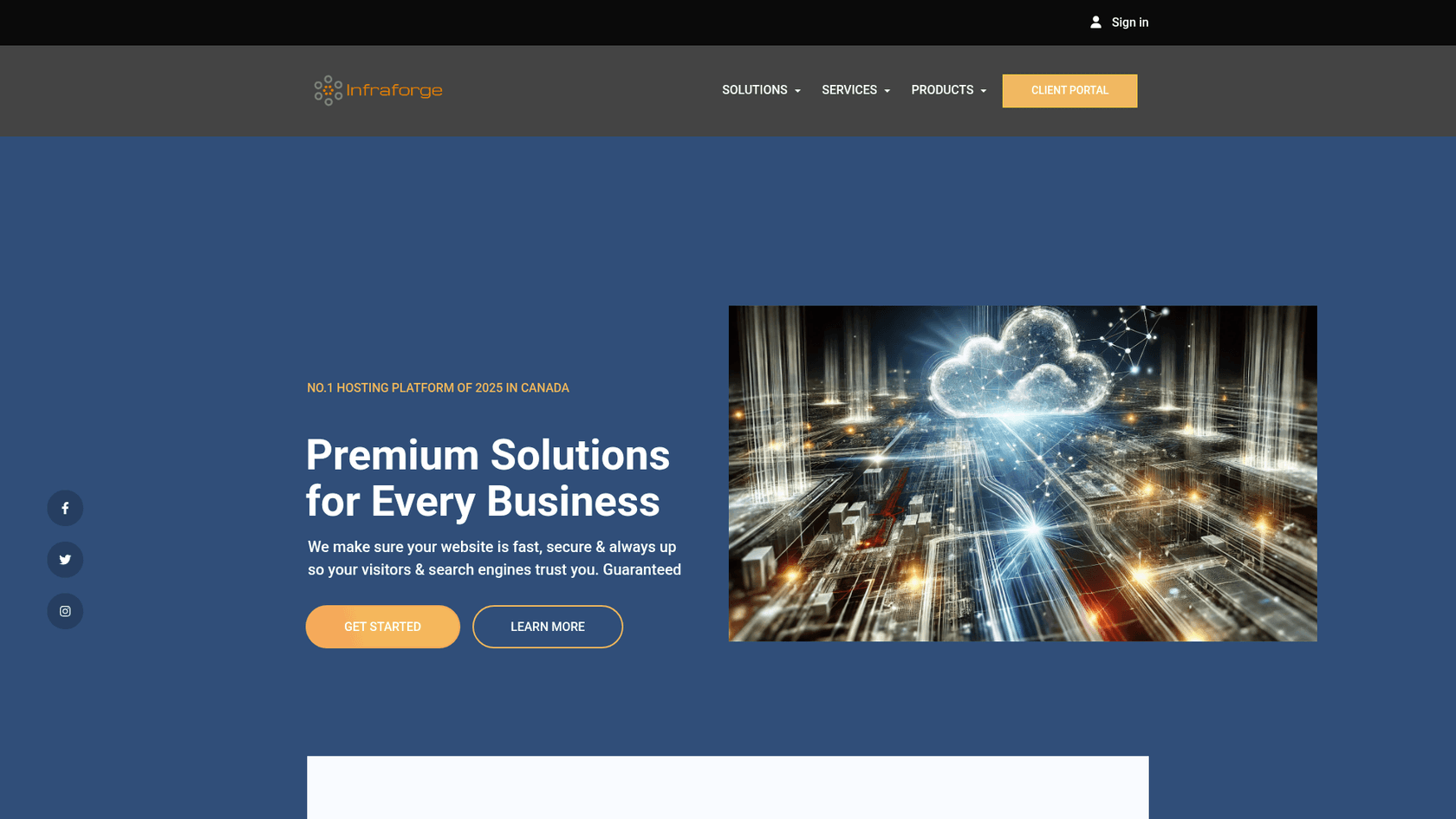 Infraforge landing page with email infrastructure features