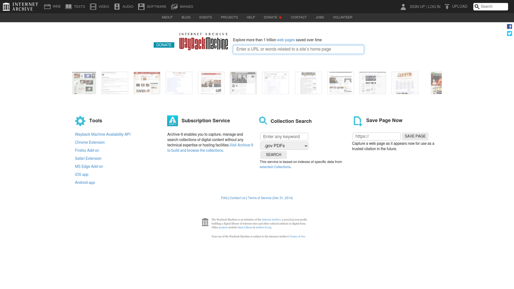 A screenshot of the Internet Archive's Wayback Machine, a digital archive useful for how to fact check AI generated content.