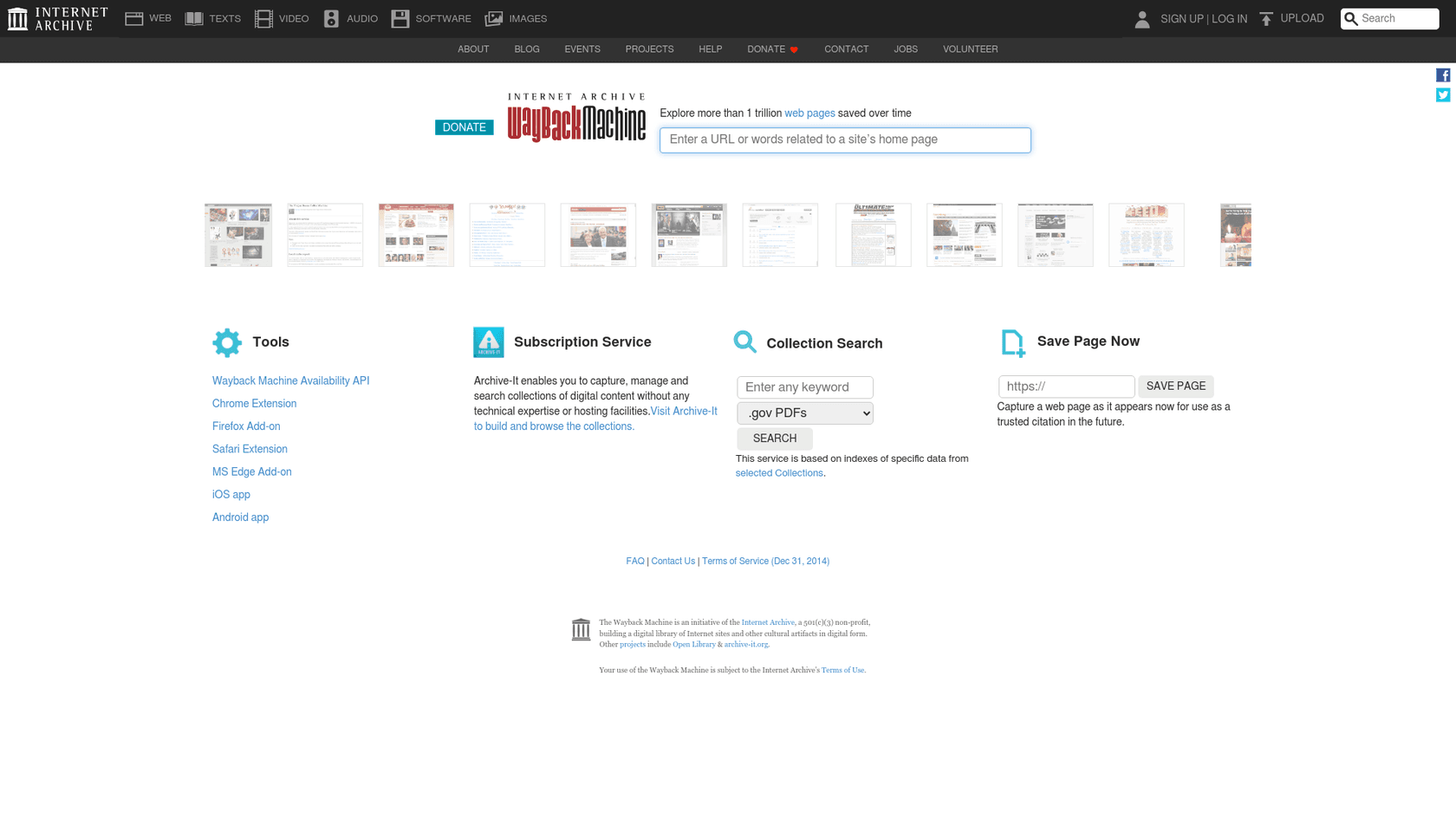 Ein Screenshot der Wayback Machine des Internet Archive, ein digitales Archiv, das nützlich für die Überprüfung von KI-generierten Inhalten ist.