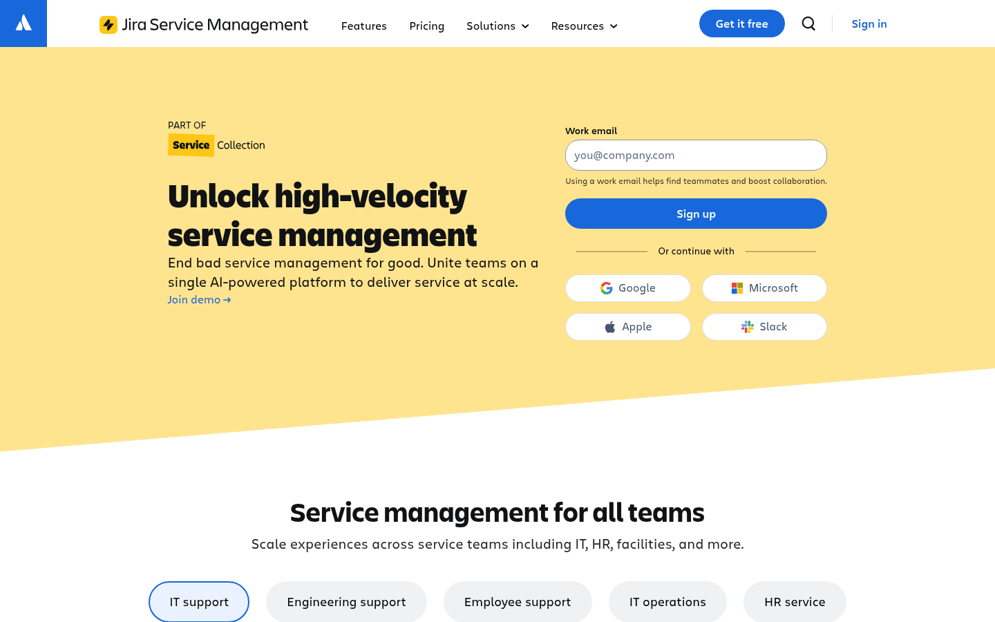 Jira Service Management product page