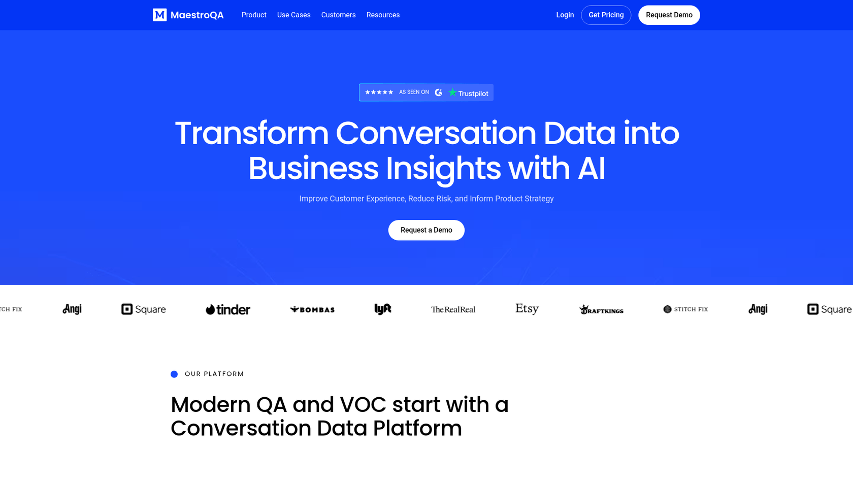 Maestro QA-Landingpage für Konversationsanalysen und Qualitätssicherung
