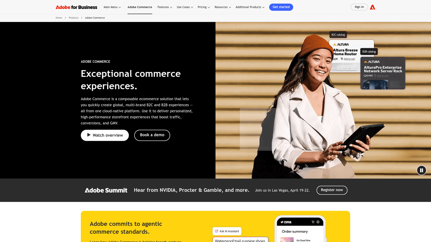 Page d'accueil de Magento