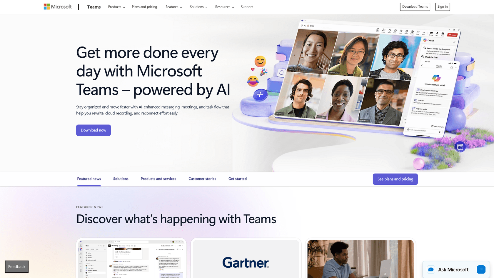 Microsoft Teams landing page