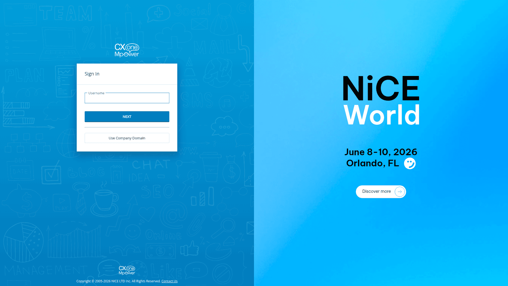 A screenshot of NICE's landing page.