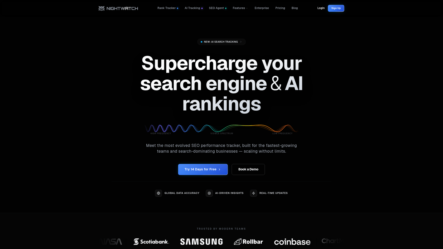 Ein Screenshot der NightOwl-Landingpage, der seine Funktionen als einer der führenden KI-Agenten für SEO-Audits zeigt.