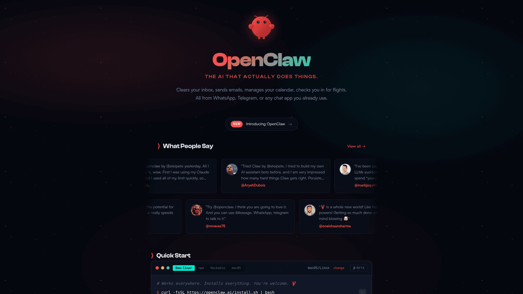 A screenshot of the OpenClaw repository on GitHub, the home of the Clawd Bot GitHub integration project.