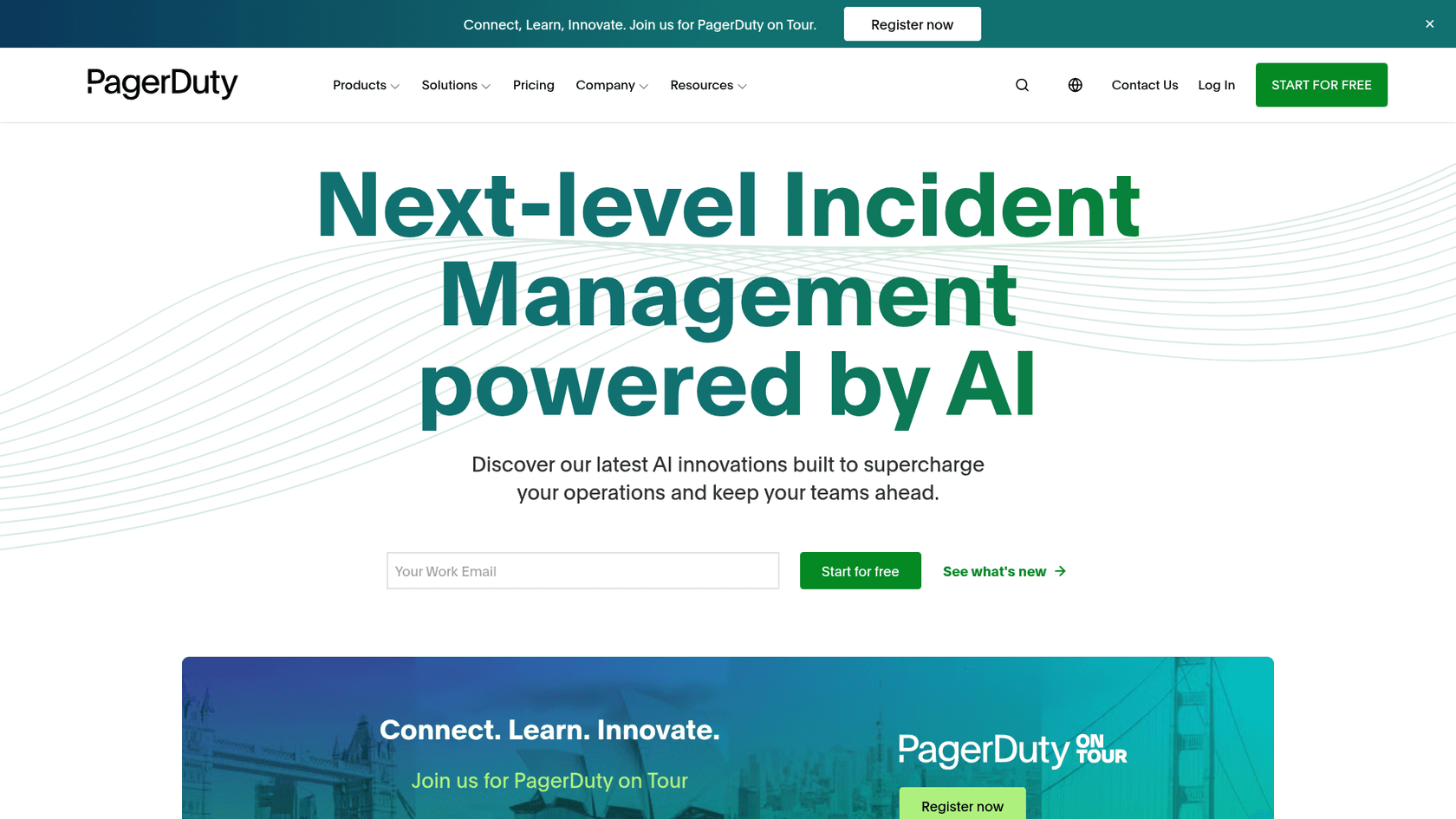 A screenshot of PagerDuty's landing page.