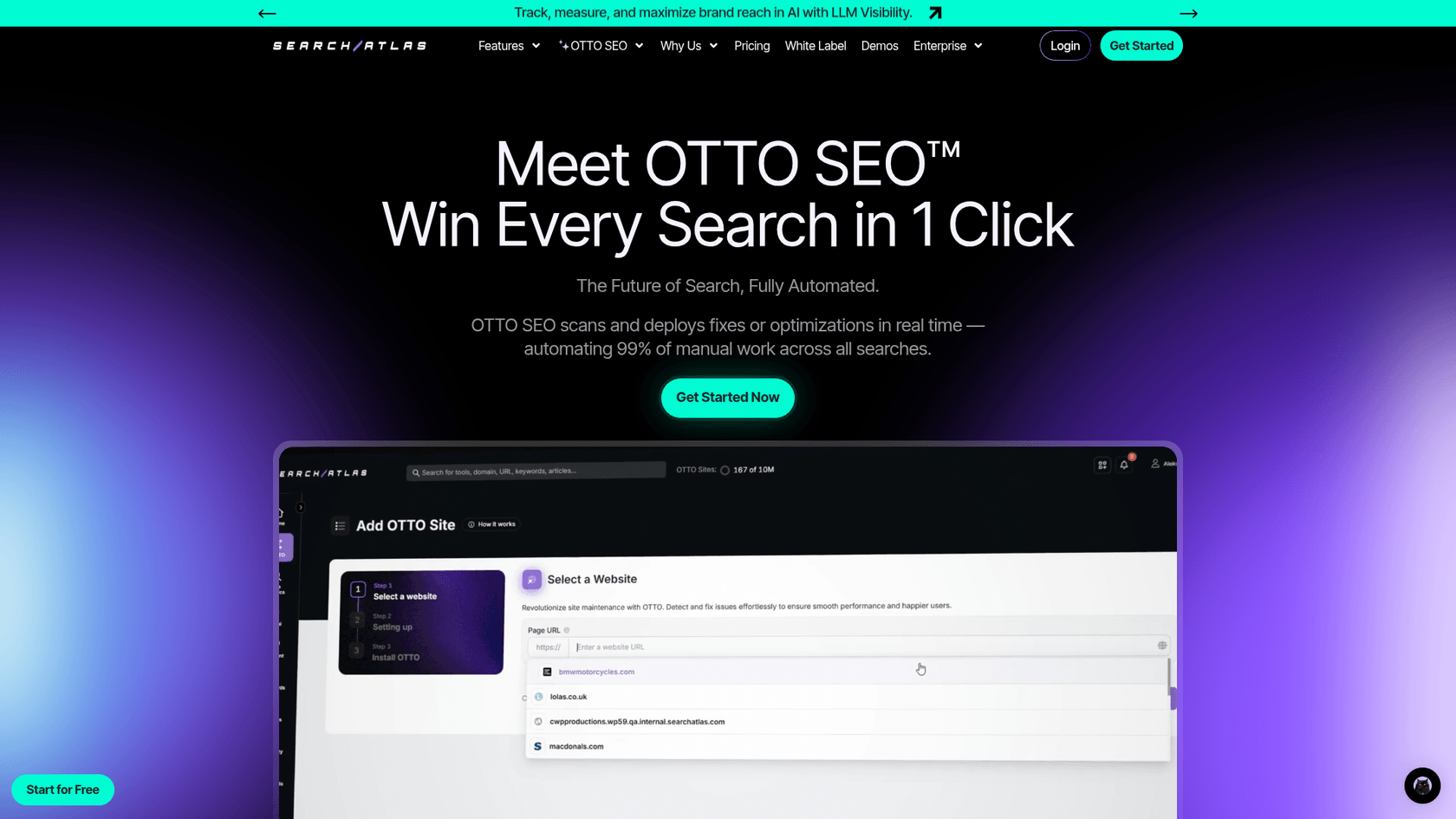 A screenshot of the Search Atlas website, an AI-powered platform and one of the leading NEURONwriter alternatives.