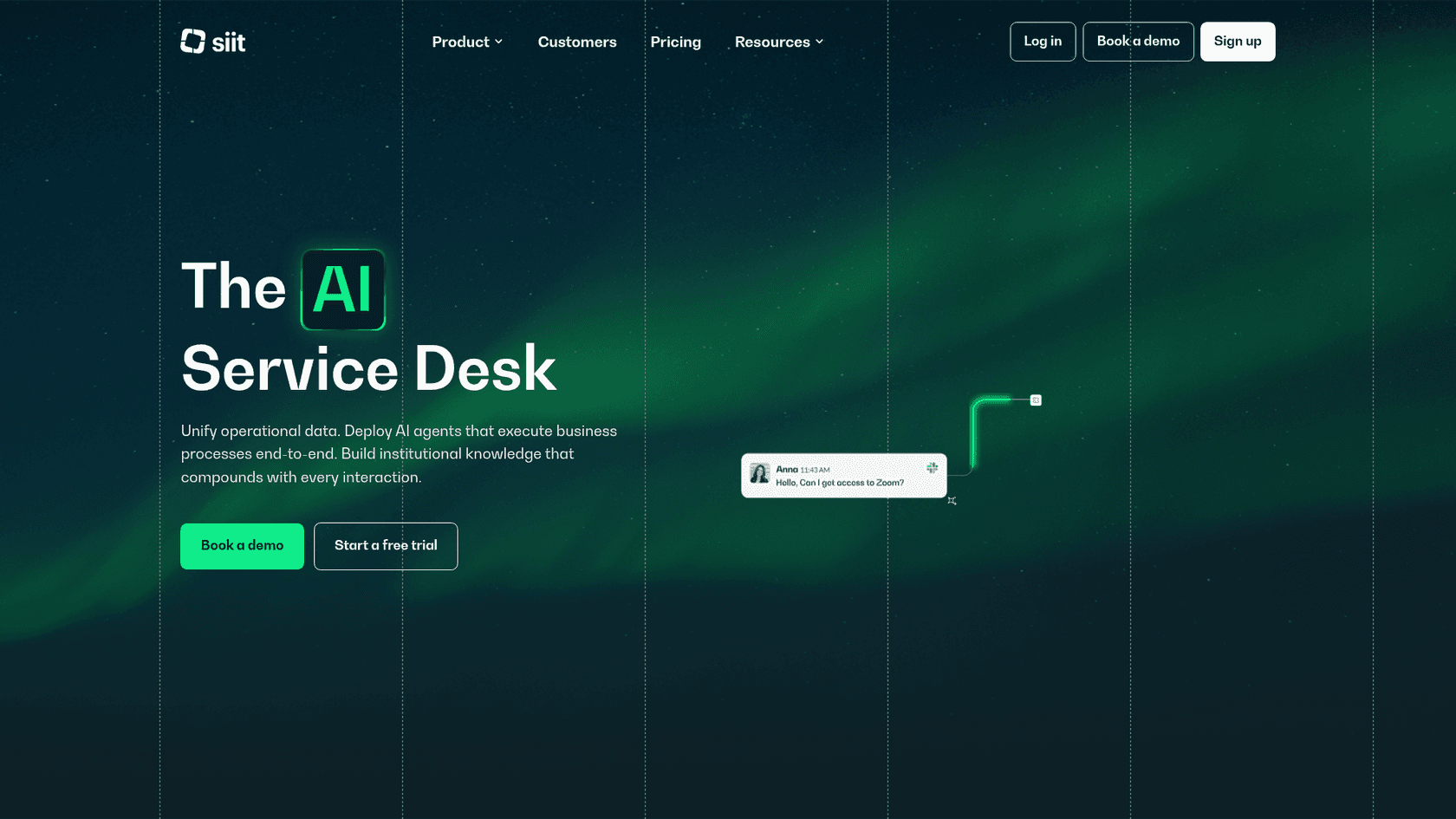 Interface de la plateforme de centre de services interdépartementaux Siit