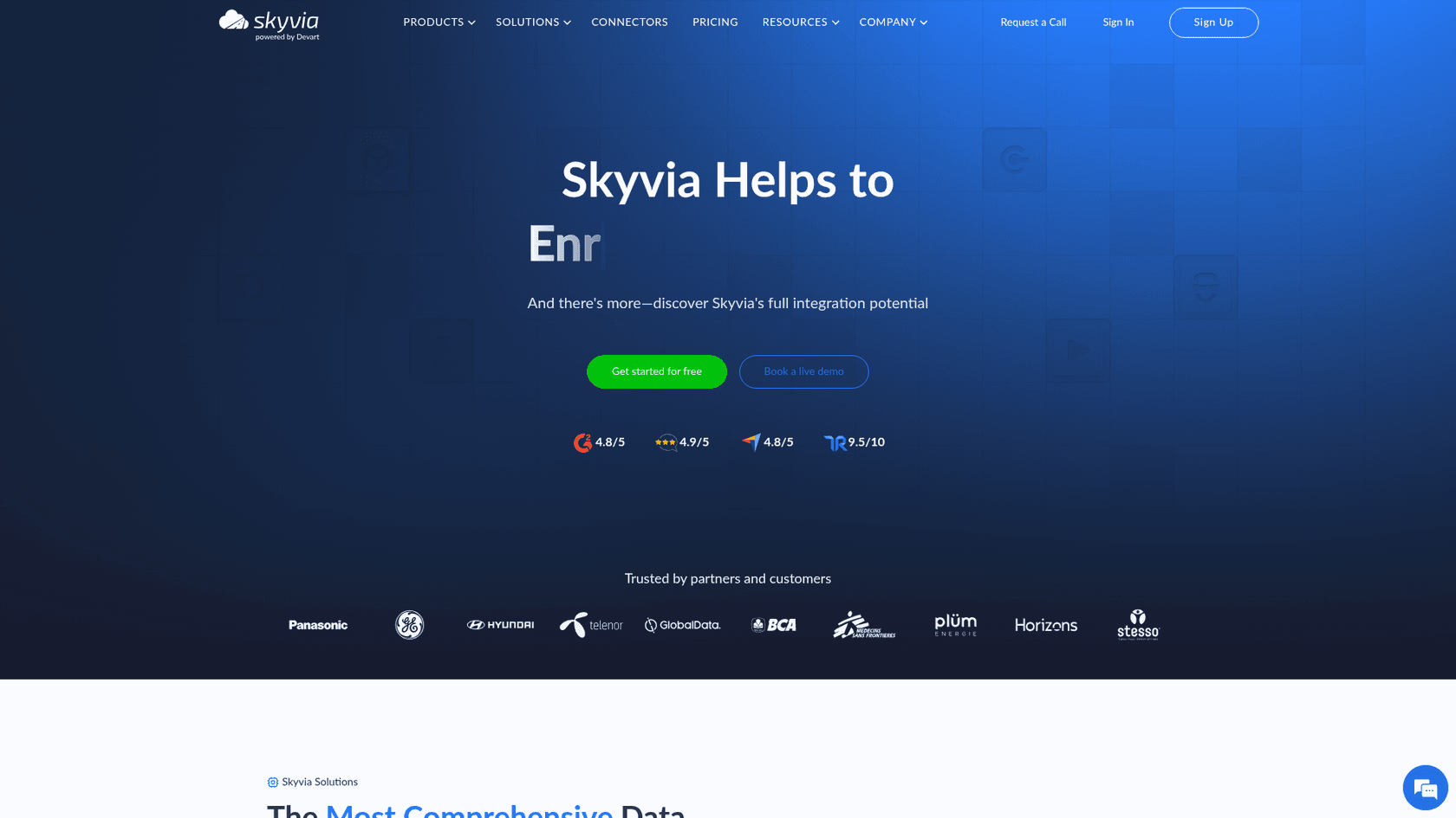 Skyvia cloud data integration platform homepage