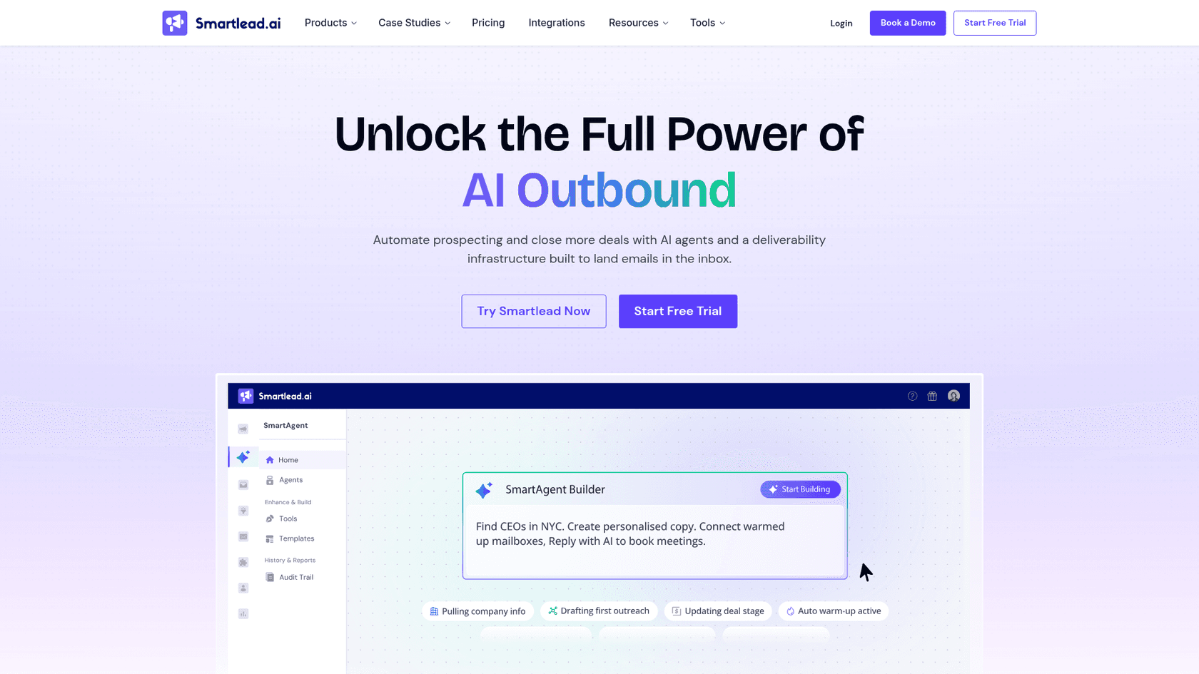 Smartlead-Plattform zur Automatisierung von Cold-E-Mails mit KI-Warmups