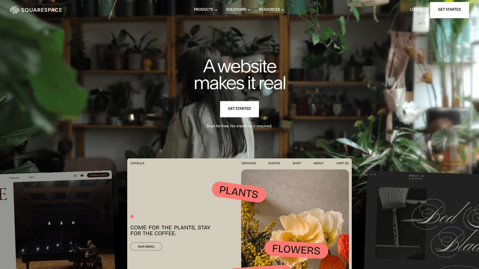 Une capture d'écran de la page d'accueil de Squarespace, une plateforme utilisée pour créer divers exemples d'articles de blog.