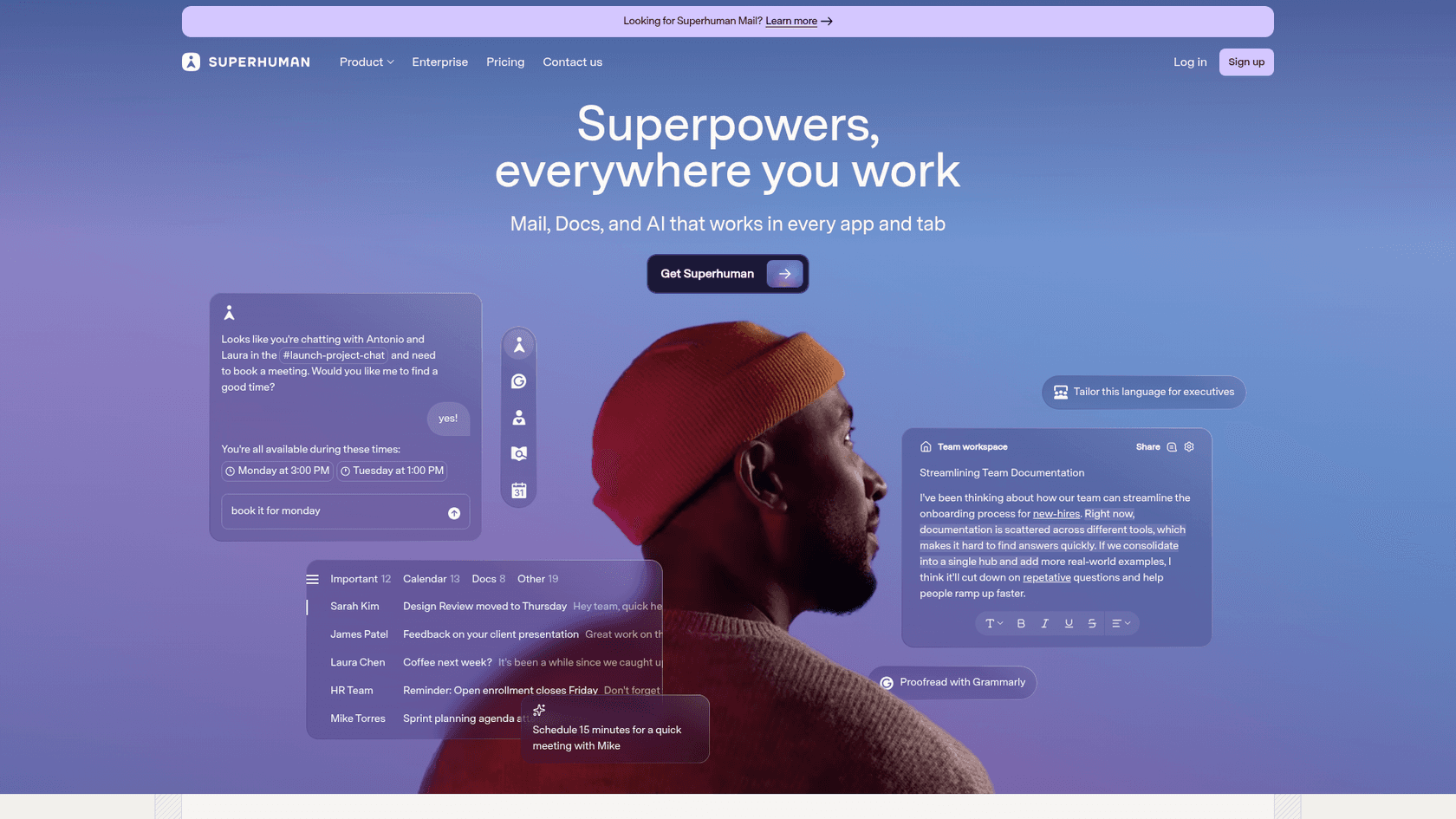 Superhuman-E-Mail-Client-Oberfläche mit Fokus auf Geschwindigkeit