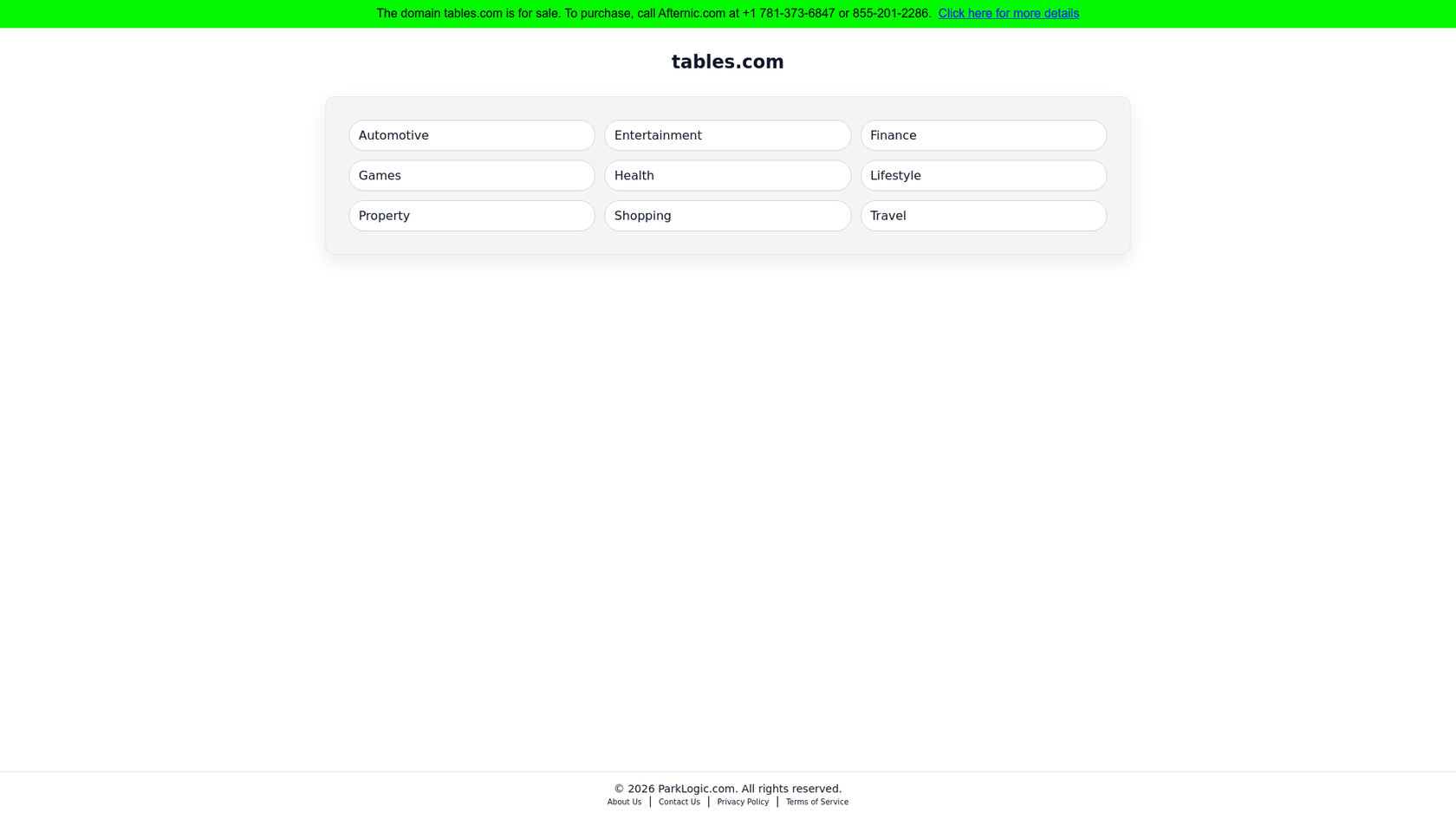 Uma captura de tela da página inicial do Tables.