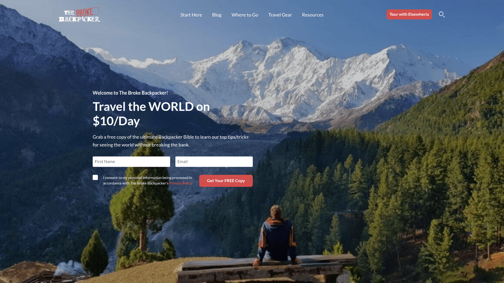 A screenshot of The Broke Backpacker homepage, a great source for practical listicle travel blog writing examples.