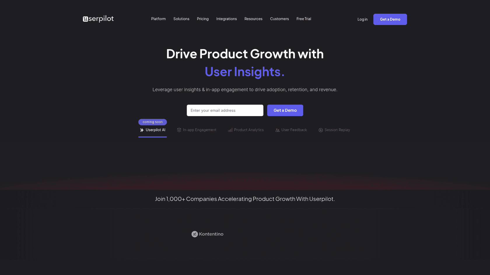 Userpilot landing page
