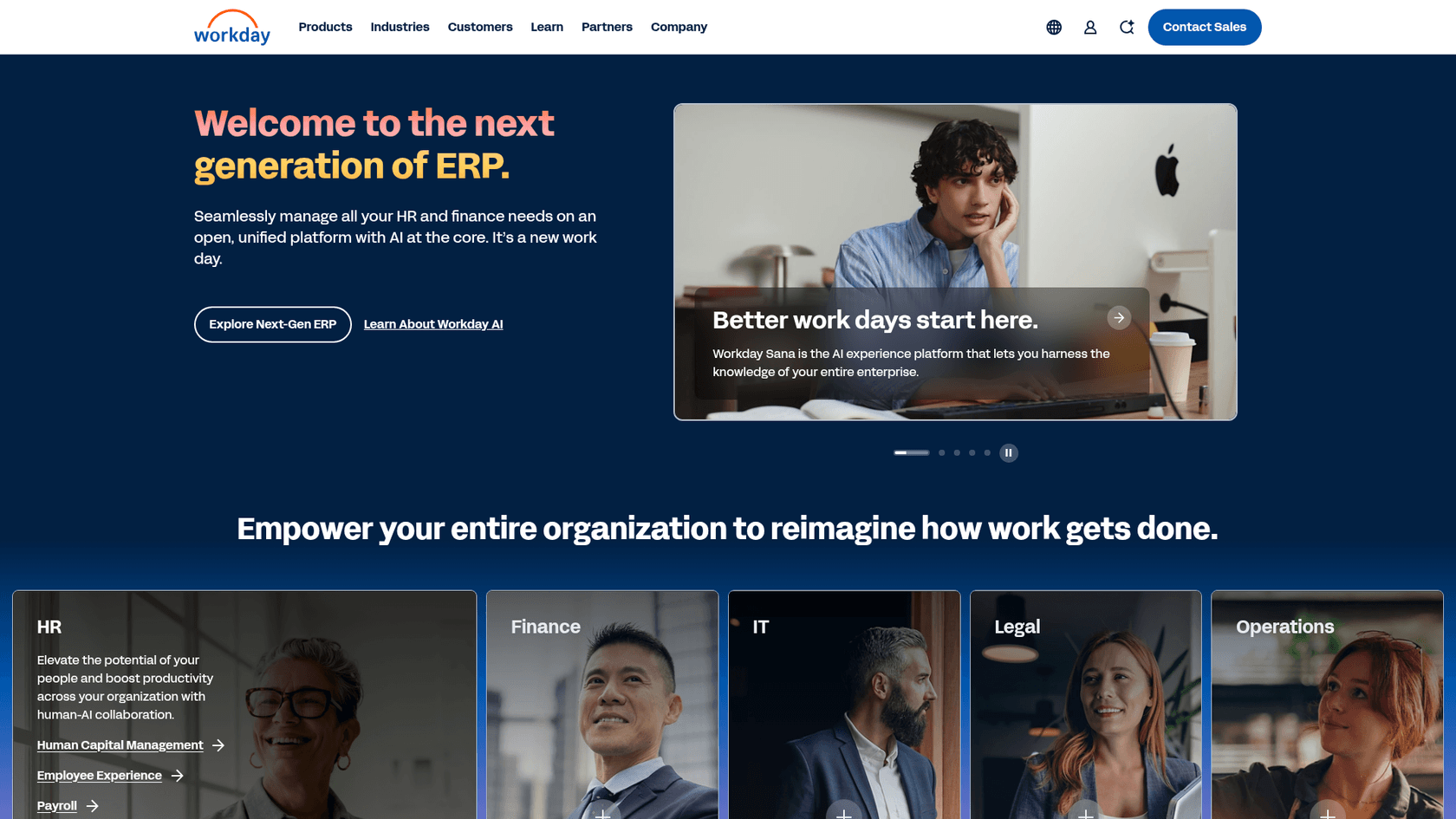 Workday landing page