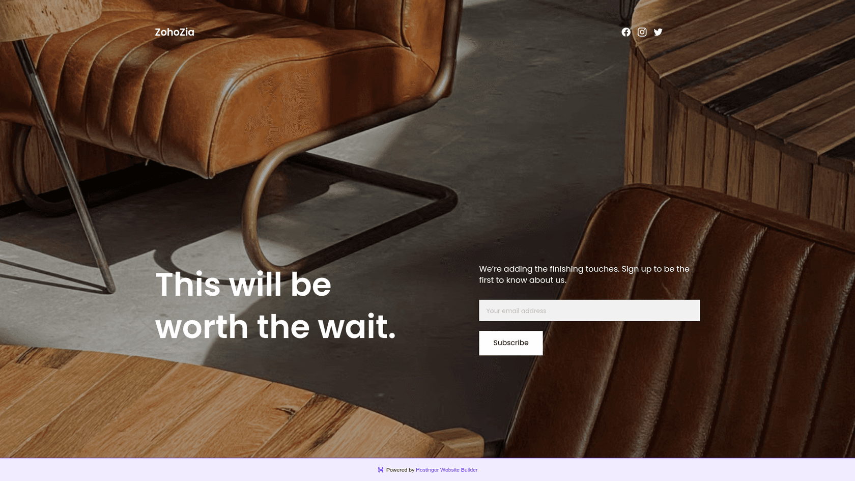 A screenshot of Zoho Zia's landing page.