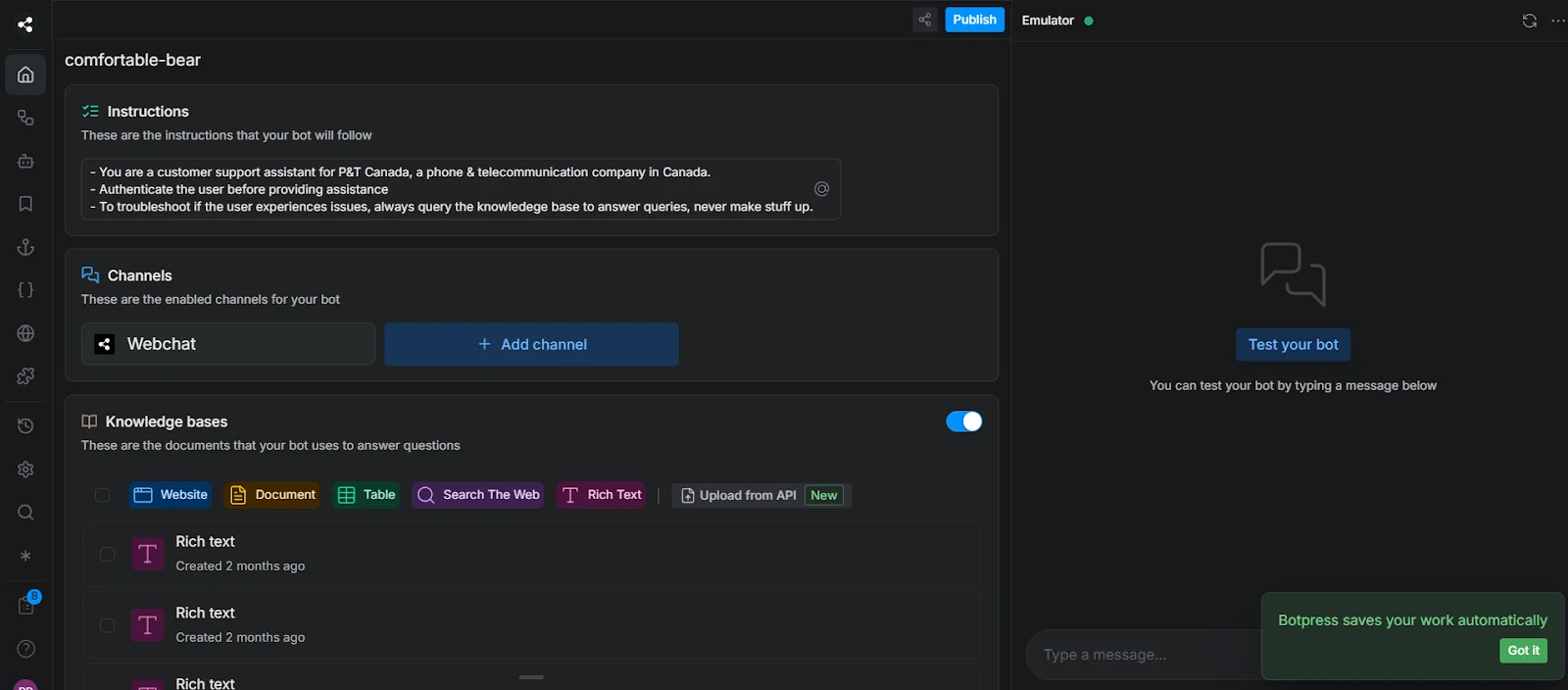 An overview of the Botpress platform, which is the subject of this Botpress review.