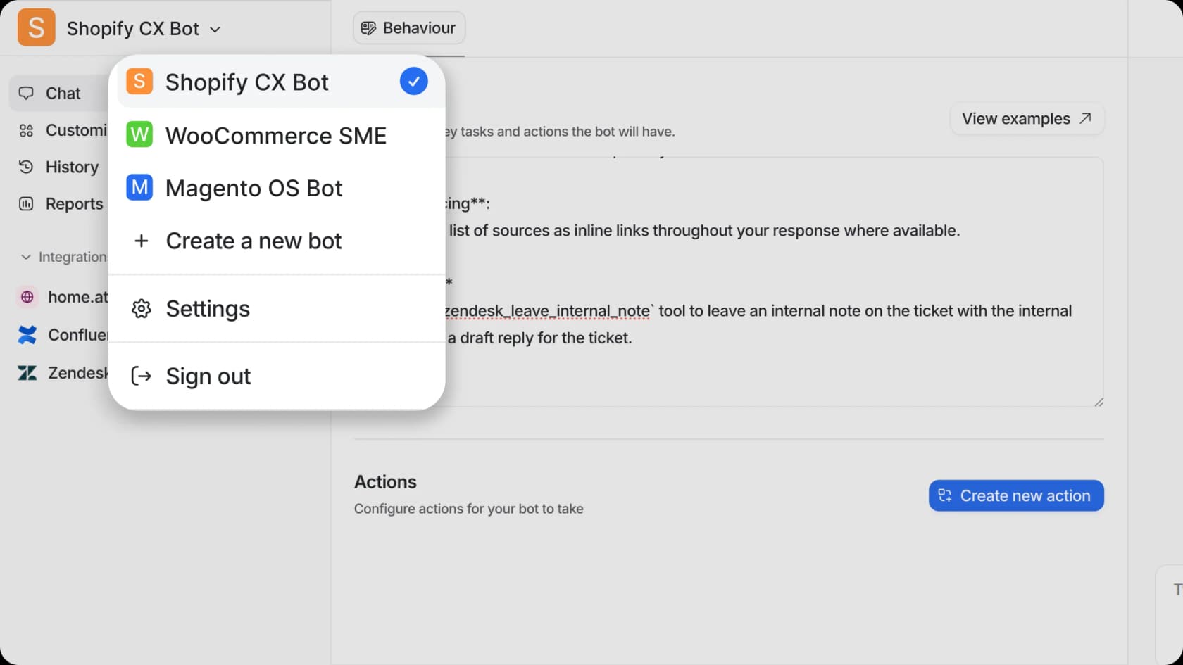 eesel AI Dashboard mit mehreren spezialisierten Bots für verschiedene Teams