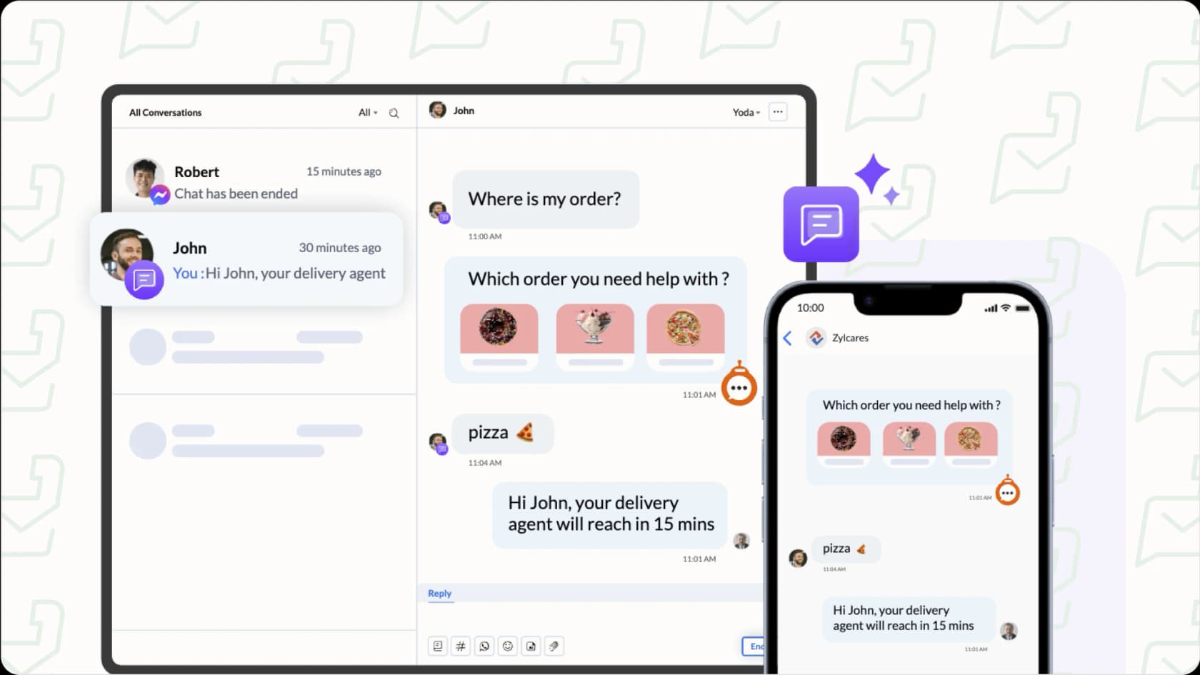 Zoho Desk's live chat feature.