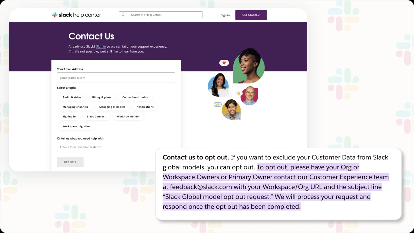 Slack AI's opt-out option.