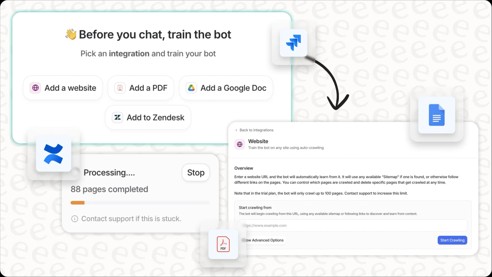 eesel AI's flexible training interface.