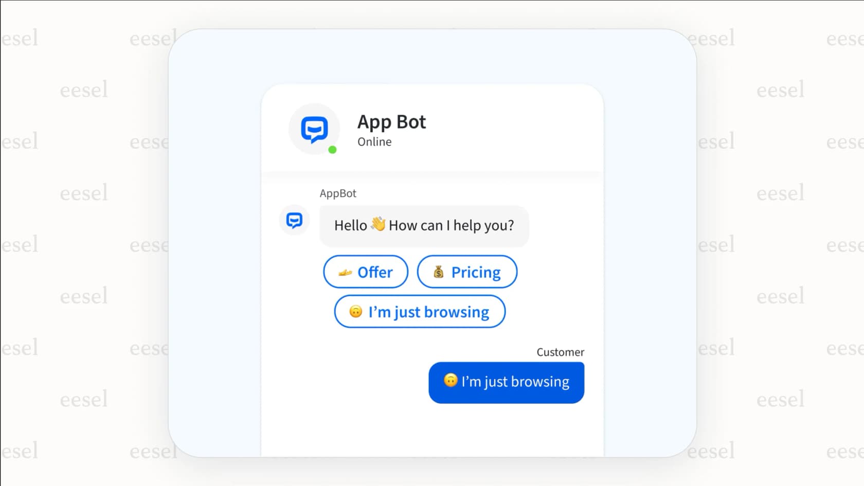 Screenshot of the LiveChat AI chatbot widget on a website, showing an automated response to a user