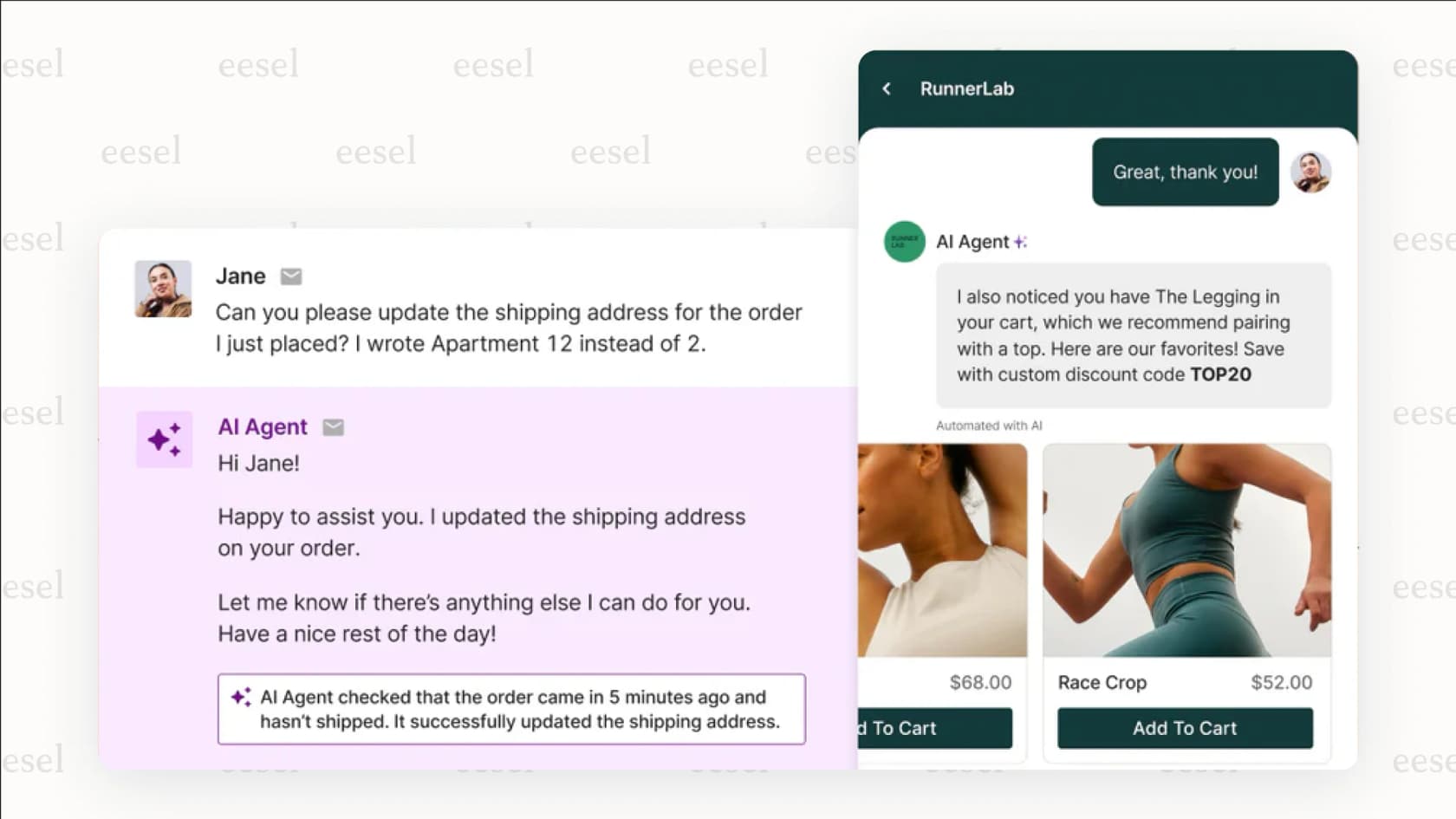 Gorgias AI-Agent agiert als Shopping-Assistant.