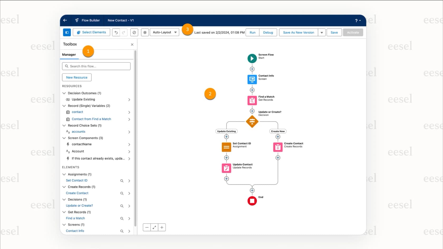 A screenshot of the Flow Builder tool, demonstrating how to set up a Salesforce case automation workflow.