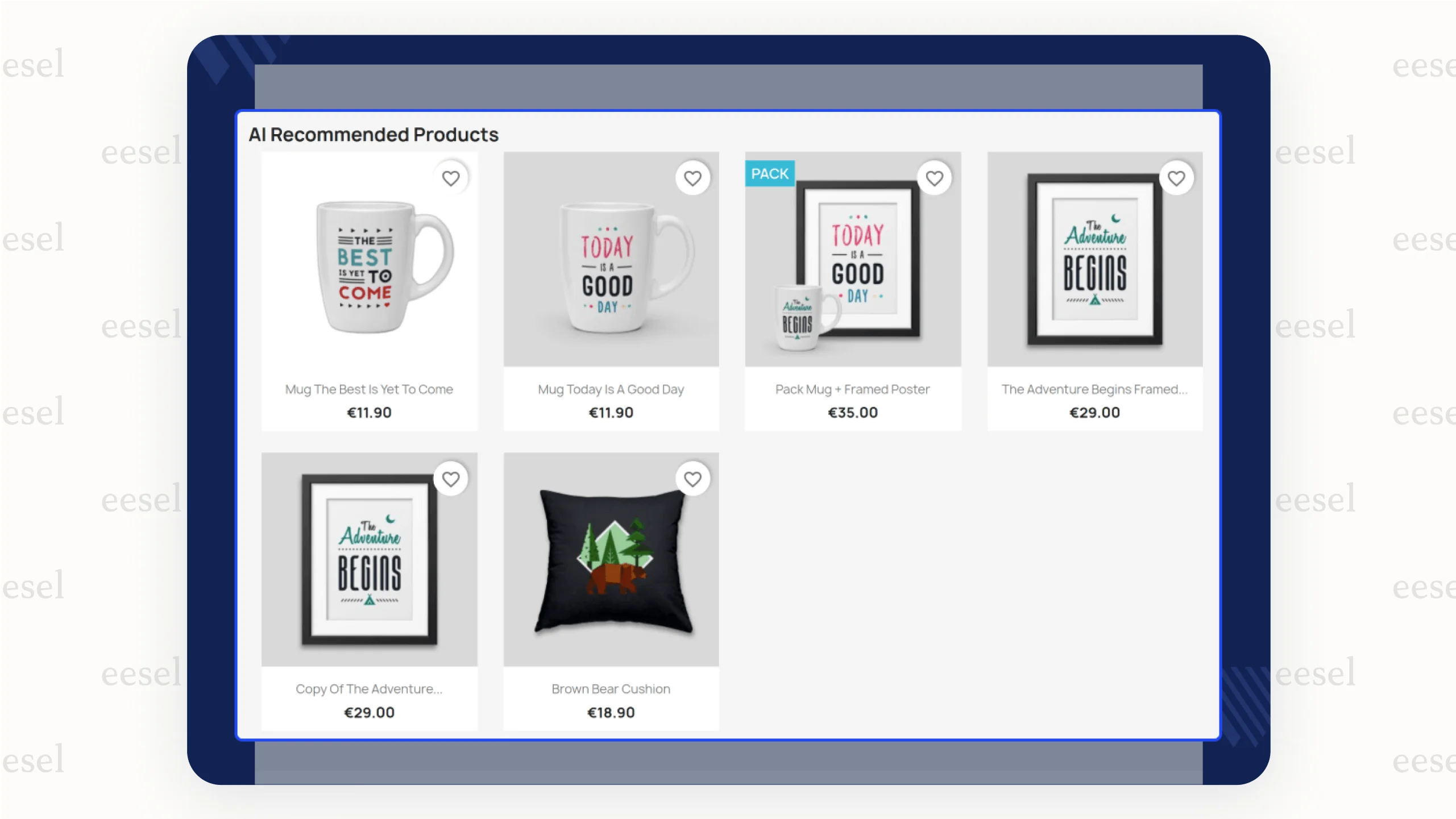 Beispiel für dynamische Produktempfehlungen mit PrestaShop AI.