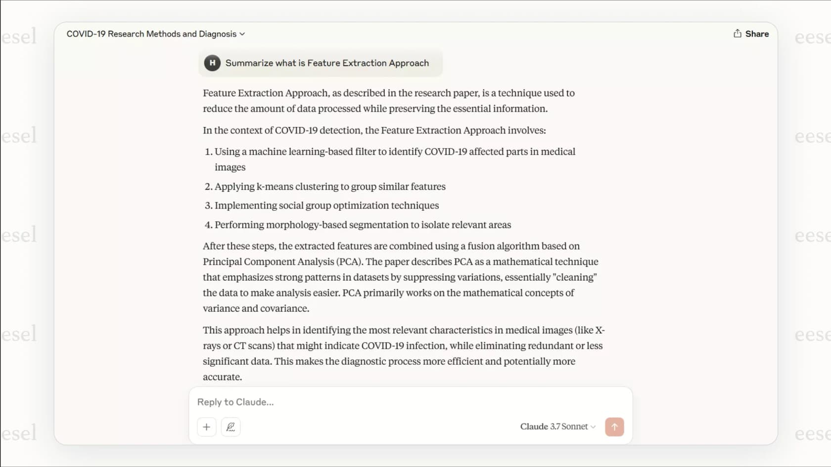 Ein Screenshot, der das große Kontextfenster der Claude ChatGPT-Alternative zeigt, das zur Analyse eines umfangreichen Geschäftsdokuments verwendet wird.