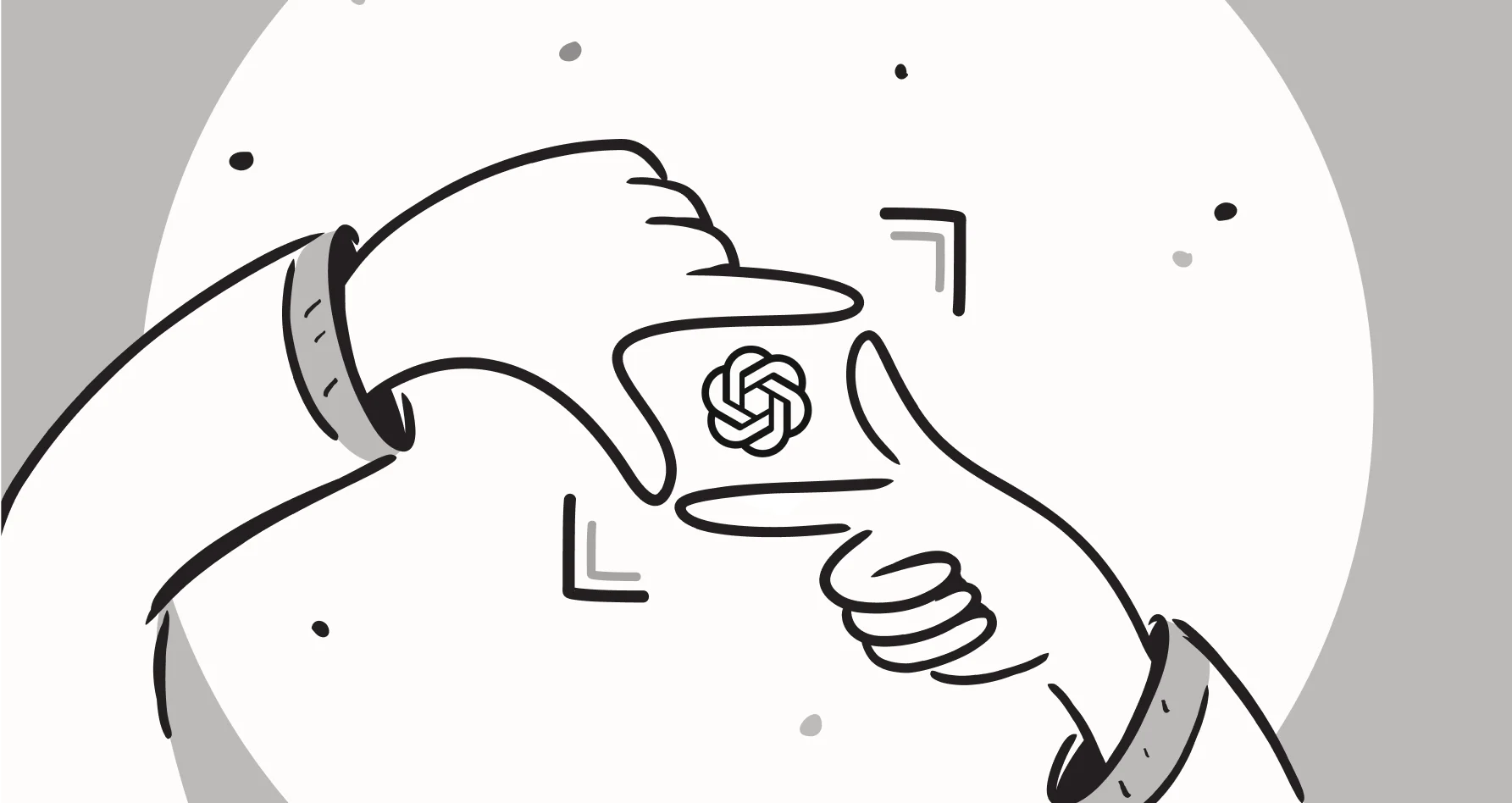 Two hands framing the OpenAI logo.