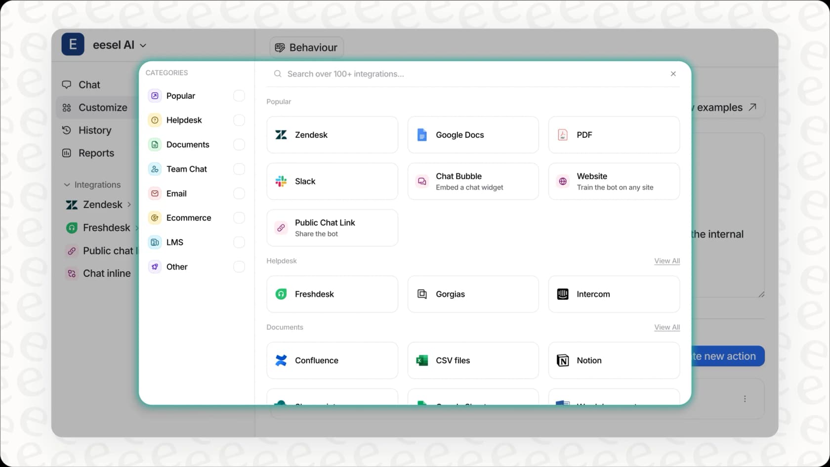 eesel AI knowledge source integrations.