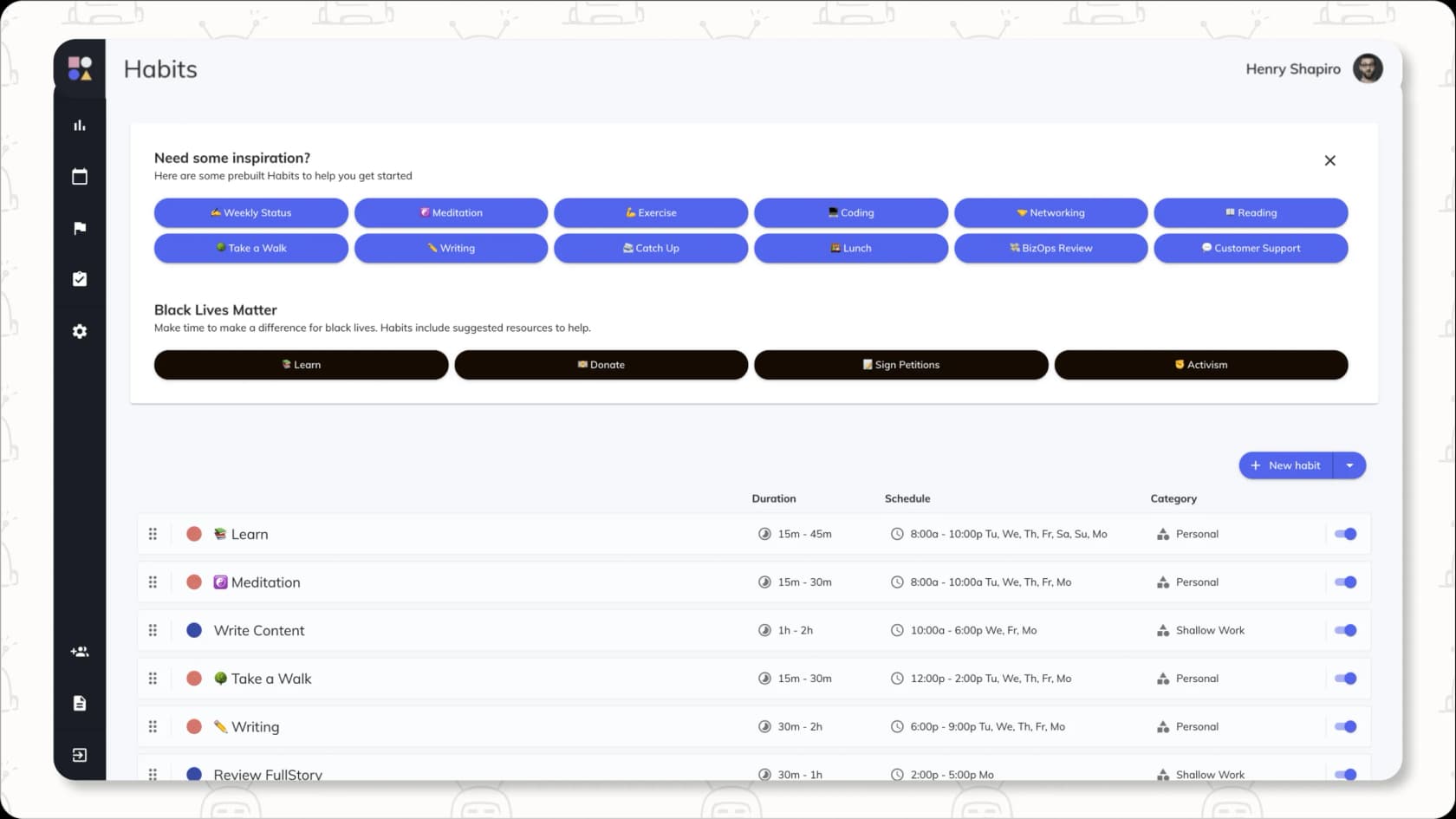 Reclaim interface showing calendar optimization, focus time, and smart meeting features.