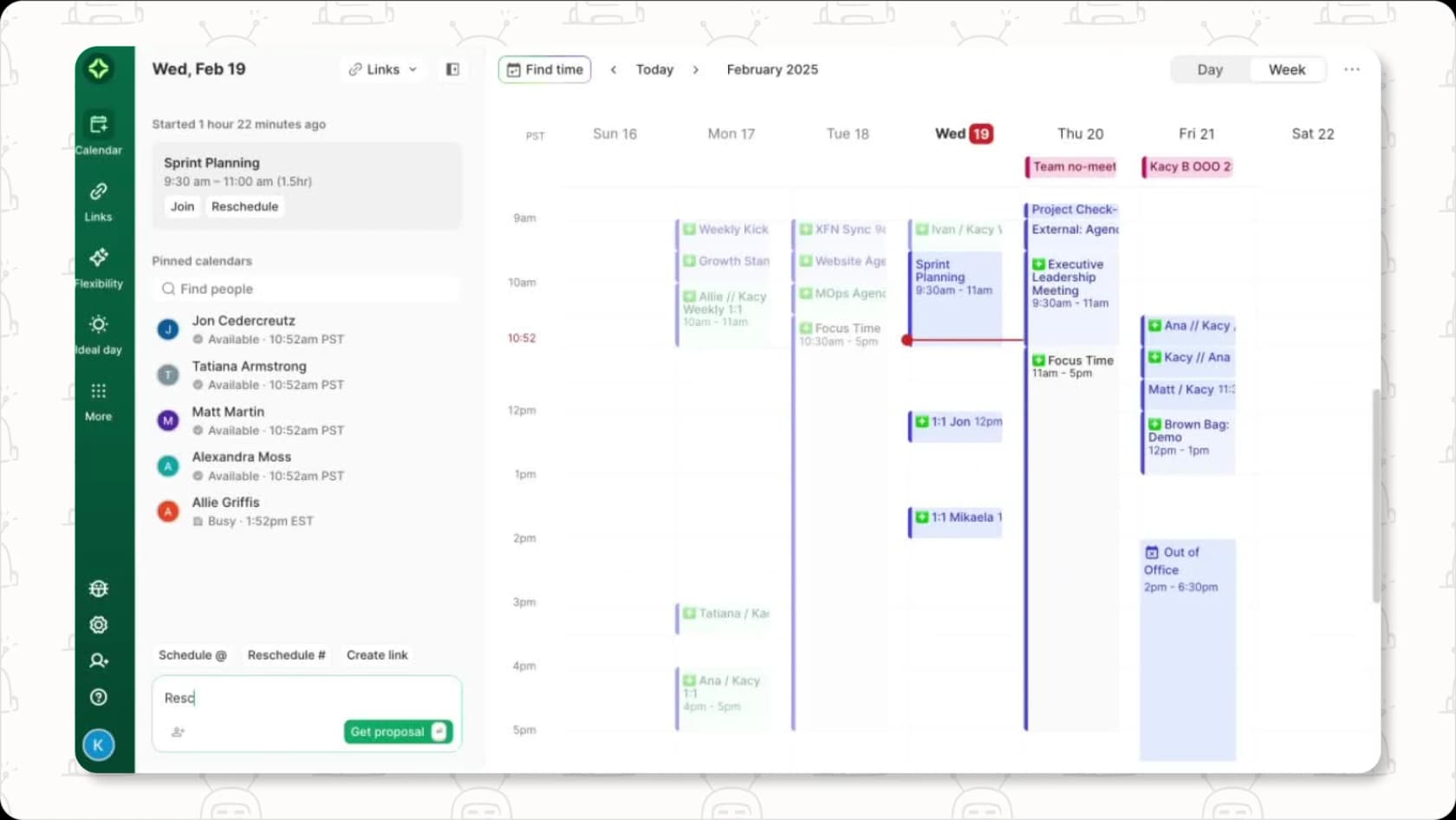 Clockwise interface with team calendar view and AI-optimized focus time scheduling.