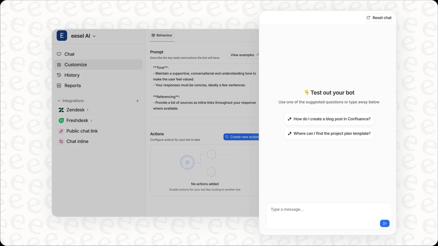 eesel AI sandbox testing environment for safe rollout.