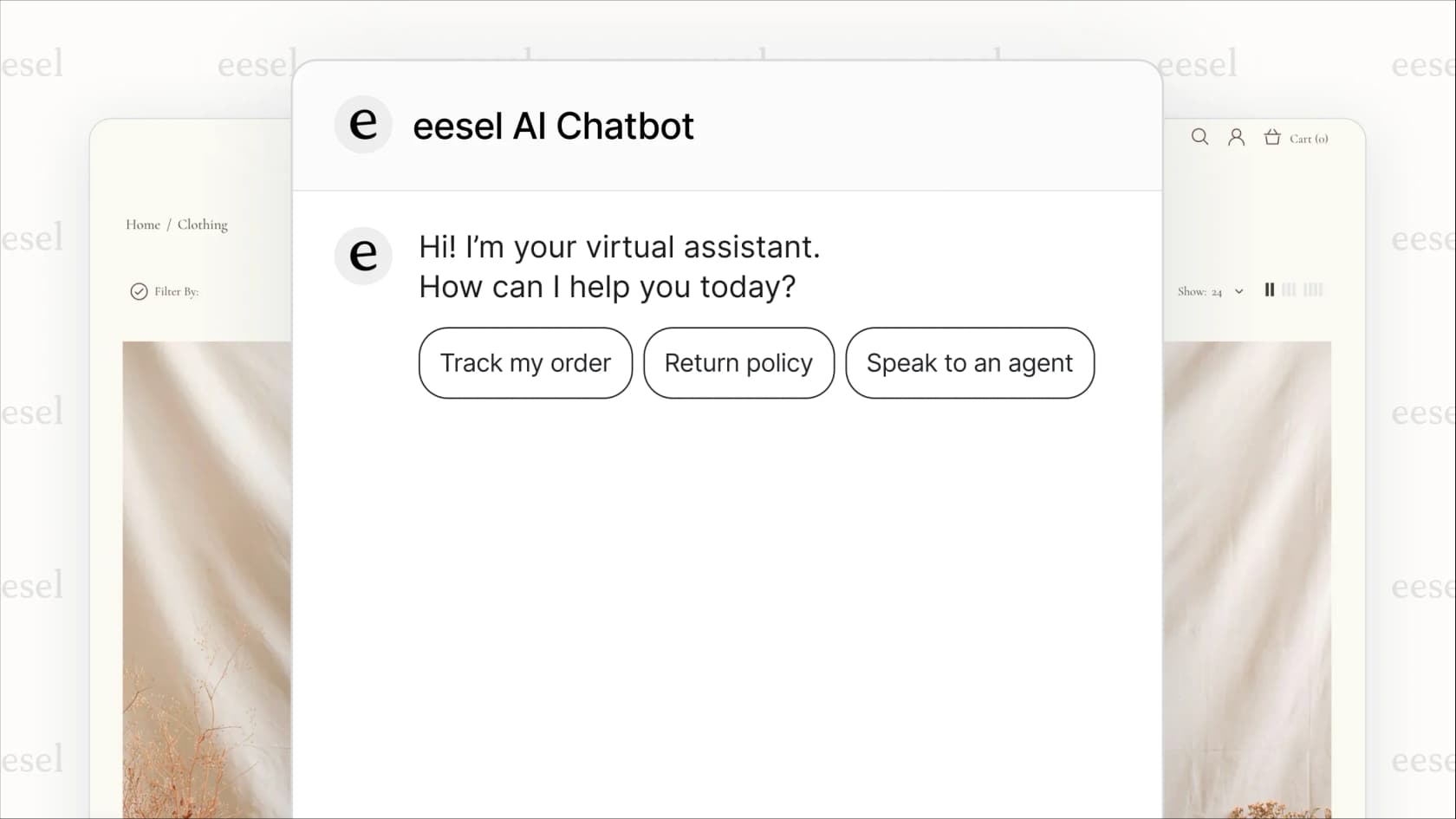 Una captura de pantalla que muestra la interfaz sencilla basada en botones de los tipos de chatbots de IA basados en reglas para la navegación básica.