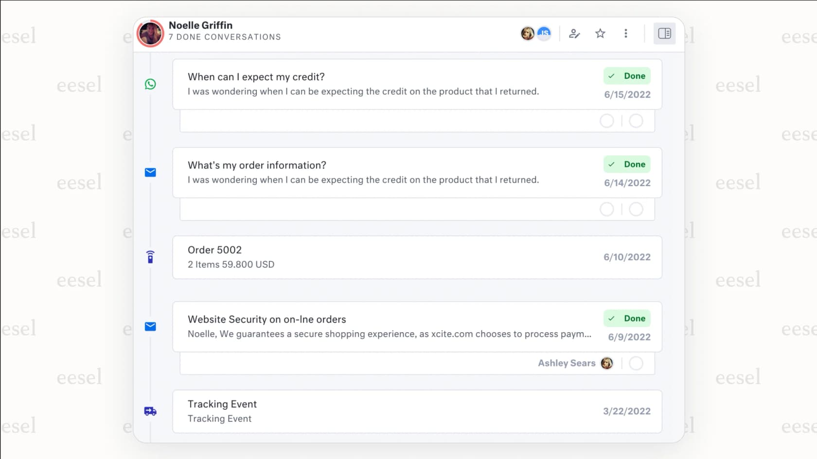 A screenshot of the Kustomer platform