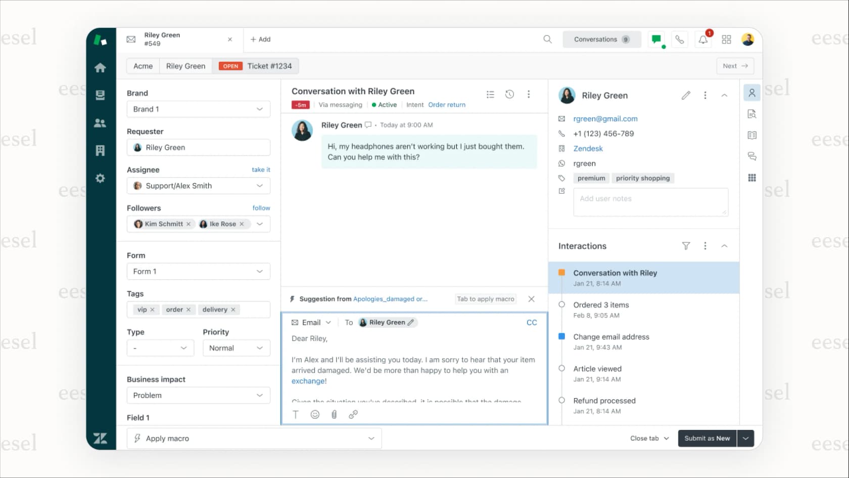 Le tableau de bord Zendesk affiche les options de configuration de l'automatisation de l'IA Zendesk, y compris les paramètres des robots et du triage intelligent.