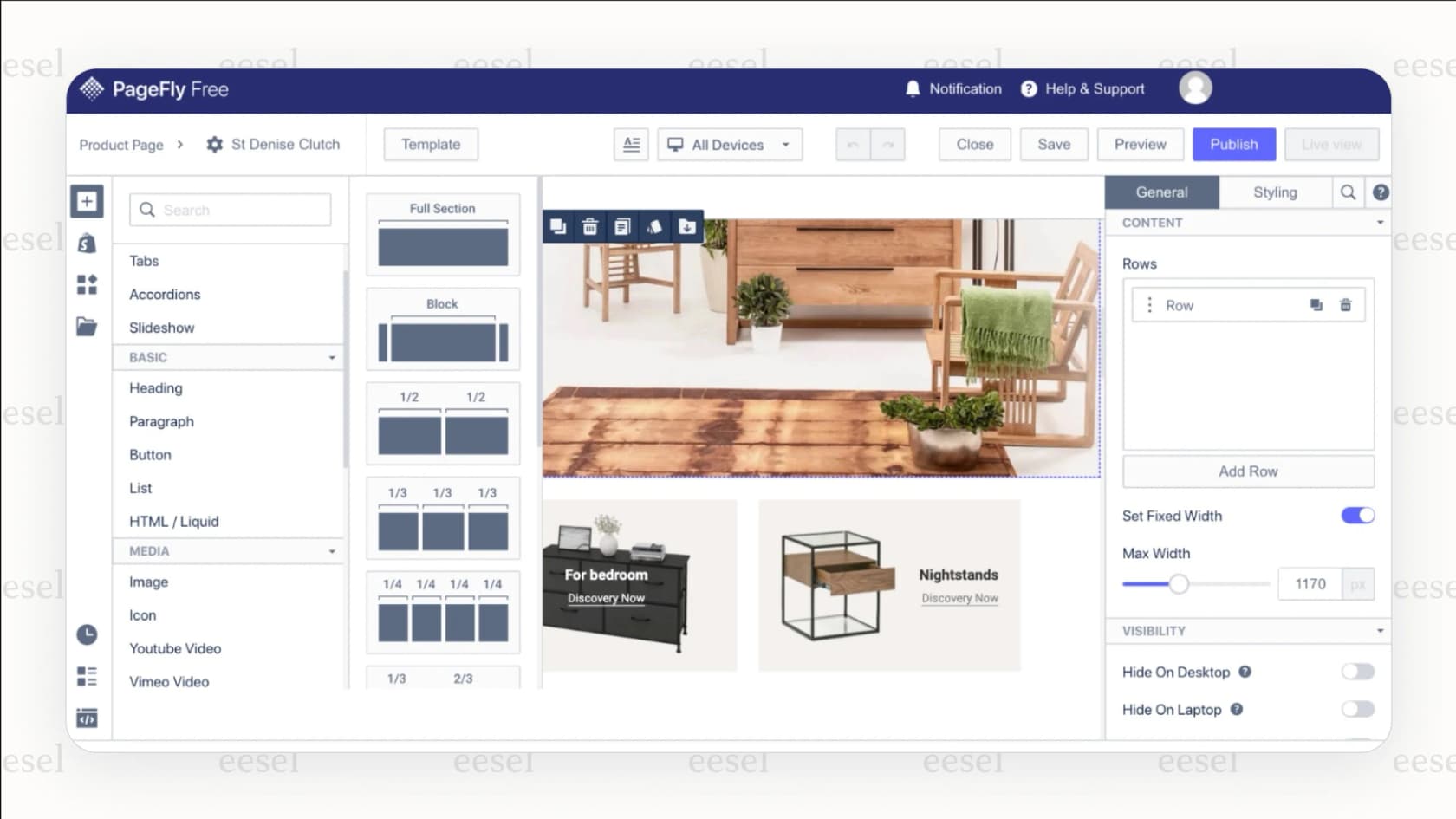 A screenshot showing the user-friendly interface of the Shopify editor, one of the most popular WooCommerce alternatives for building a store.