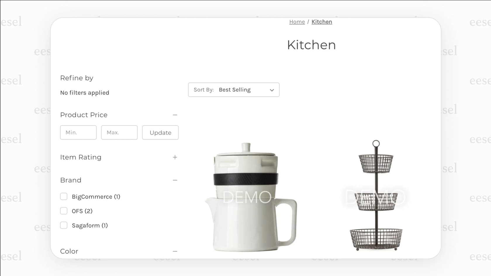 The BigCommerce backend shows its powerful and advanced product filtering capabilities, a key feature for stores looking for scalable WooCommerce alternatives.