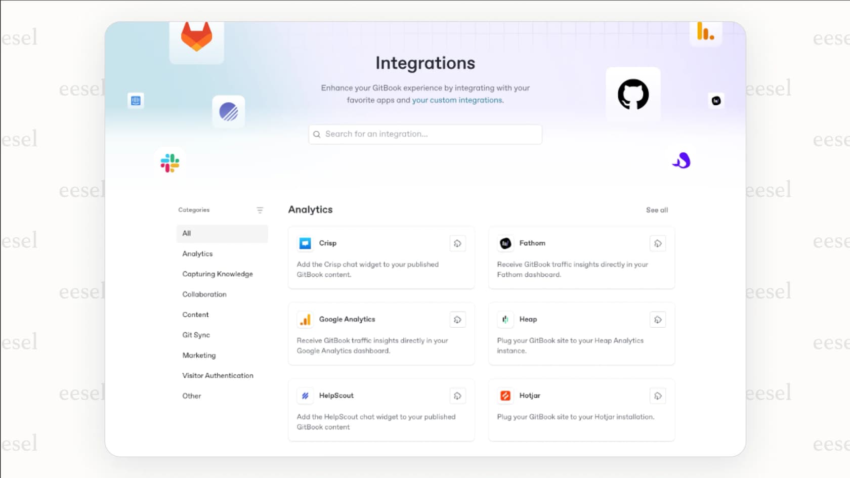 A screenshot of a GitBook review showing that integrations only provide notifications, requiring manual work to use the information.