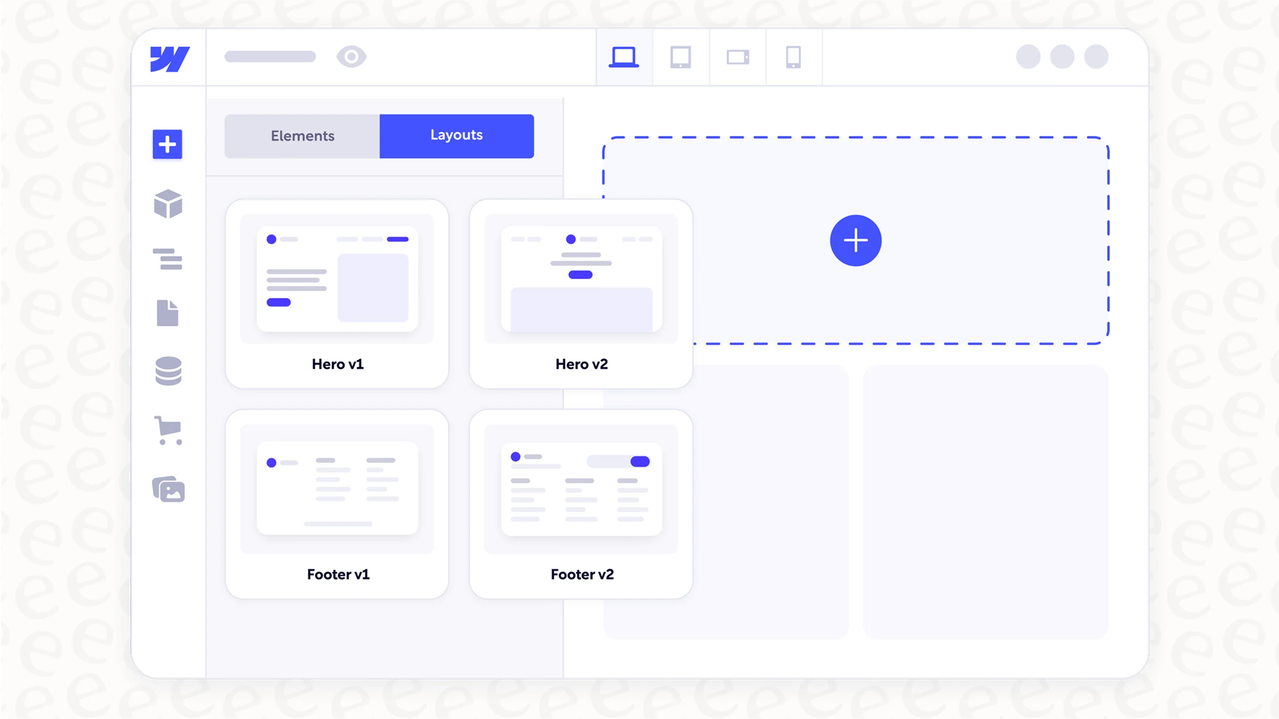 Screenshot of the Webflow AI interface displaying four different design variations for a website