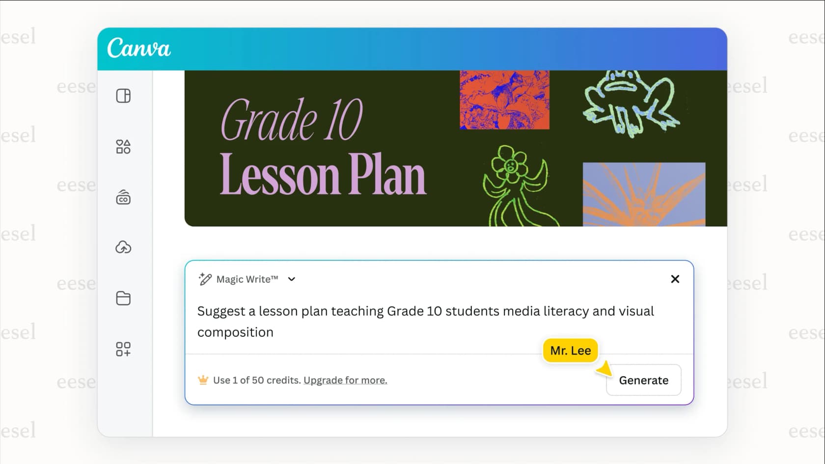 IA generativa para escolas criando um plano de aula a partir de um simples comando.