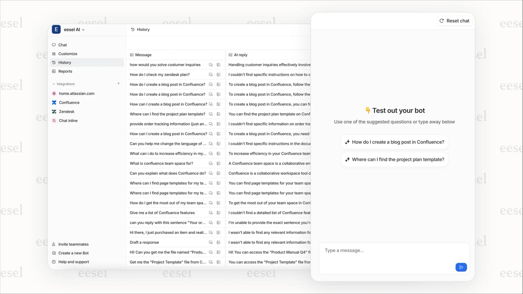 eesel AI simulation results for Zendesk ChatGPT integration showing automation rates