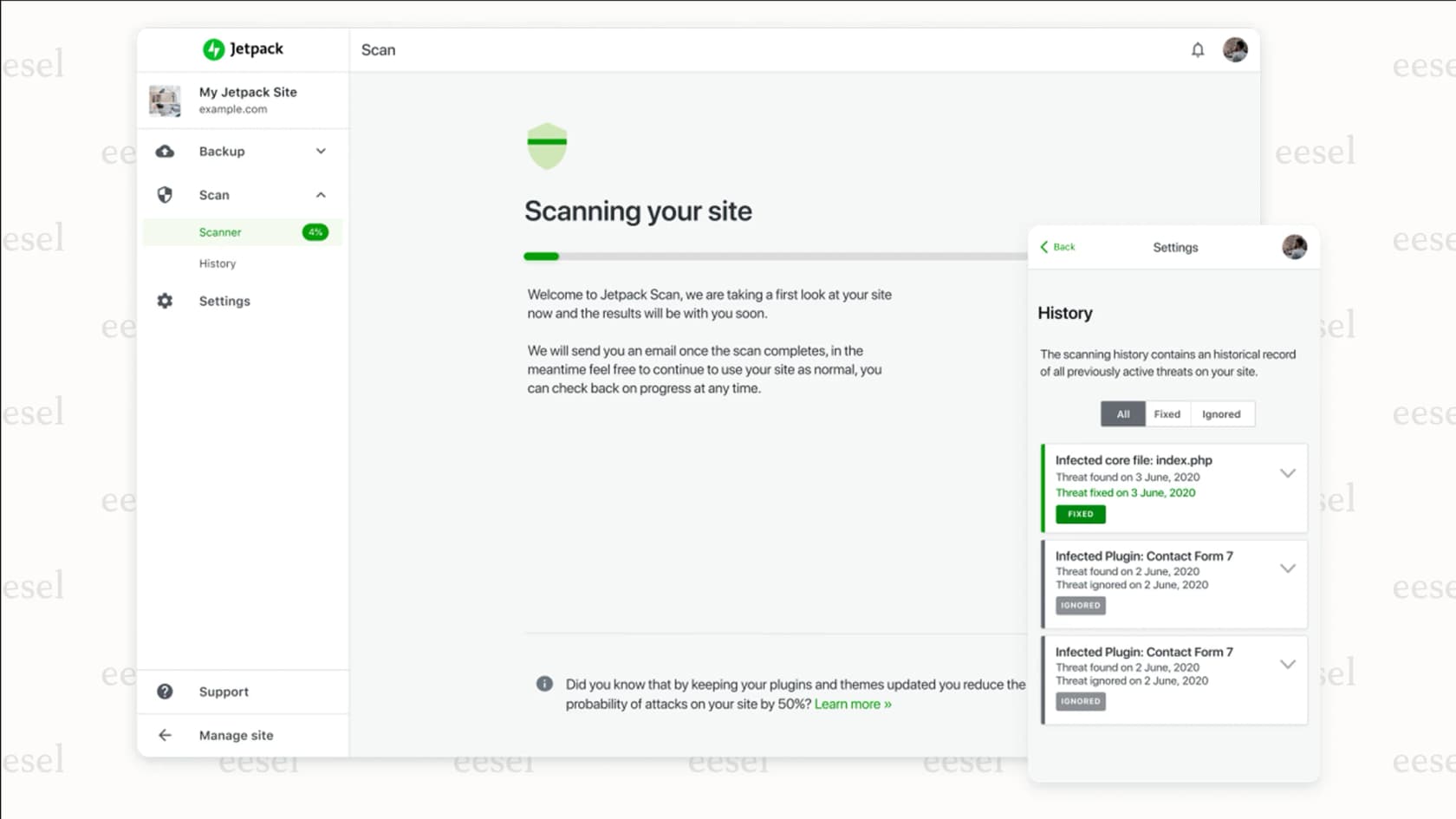 A screenshot of a security plugin like Jetpack, showing how these tools add to the ongoing WooCommerce pricing for maintenance.